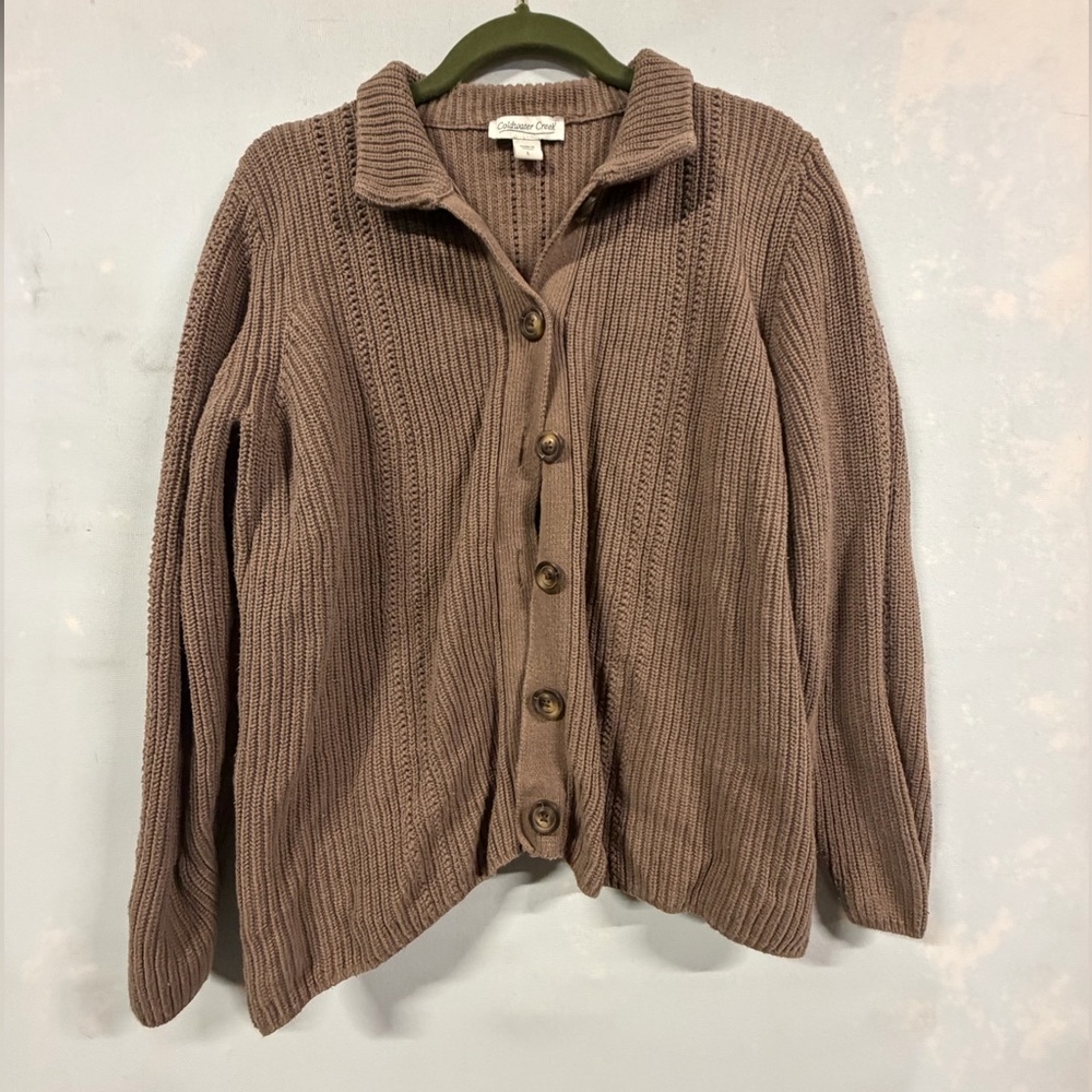 Coldwater Creek Brown Button Front Cardigan